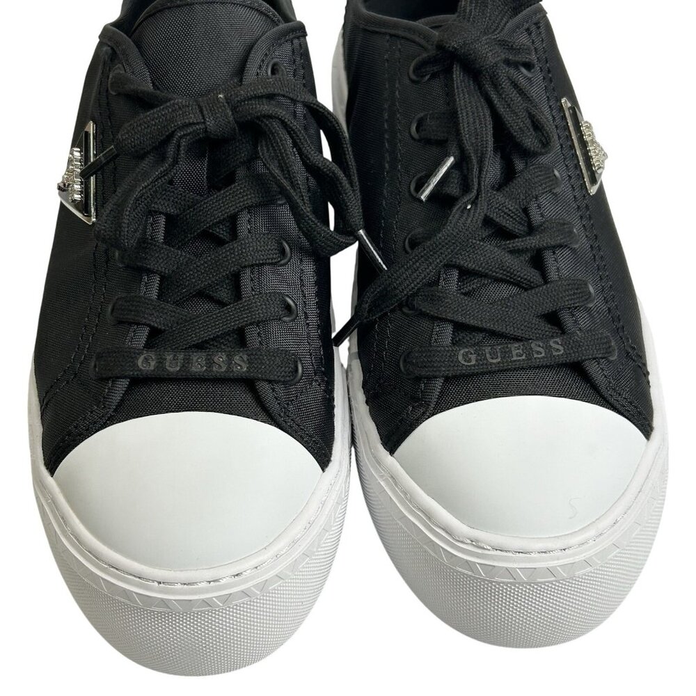 Guess  Joezi Platform Black Women’s 8.5M Fashion Sneakers Triangle Logo Plaque - Picture 10 of 16